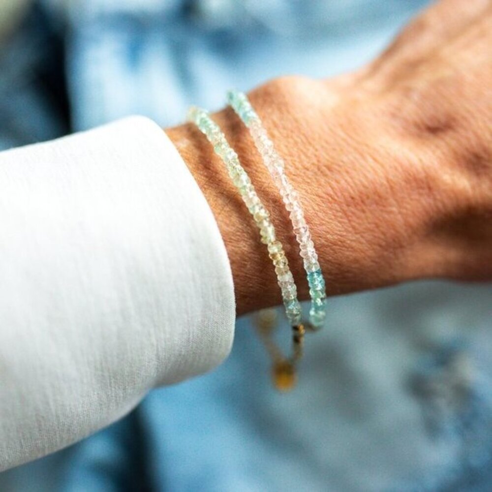 Aquamarine Bracelet March Birthstone Bracelet Waterproof Gold BEAUTIFUL Gemstone